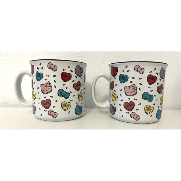 Hello Kitty Heart Candy Coffee Cups Set of Two- Valentine or Year Round - Picture 1 of 4